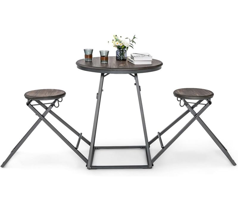 Table Haute Cuisine Avec Tabouret, Table Bar Industrielle Pliable, Mange Debout 2 Personnes Cuisine