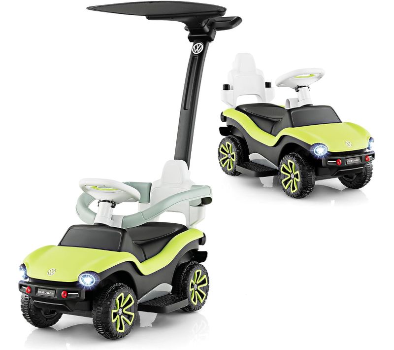 3 En 1 Volkswagen Voiture à Pousser Enfants 1-3 Ans Avec Poignée Réglable, Charge 20kg (vert)