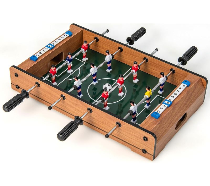 Baby-foot En Bois Avec Poignée Durable, Table De Jeu Avec 2 Ballons, Salle De Jeux,51 X 30,5 X 9 Cm