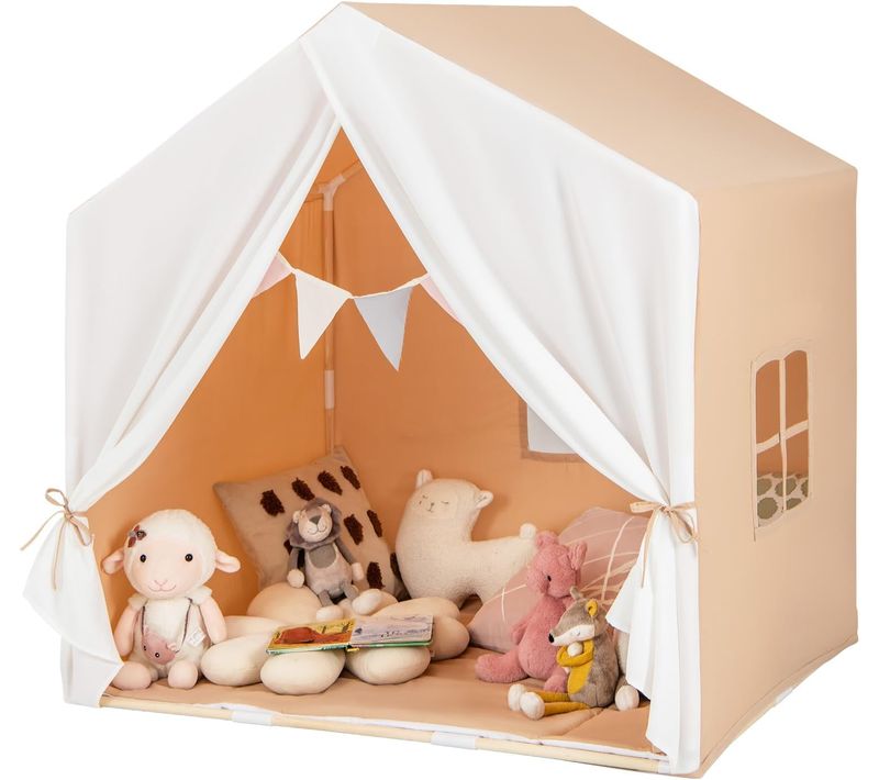 Tente De Jeu Enfants Avec Tapis En Coton,cabane Enfants Intérieur Extérieur Avec Bannière ,drapeau