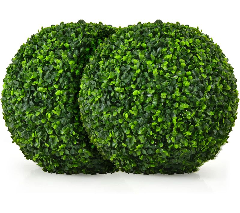 2 Boules De Buis Artificielles 40 Cm Résistantes Aux Uv, Décoratives Pour Intérieur Extérieur