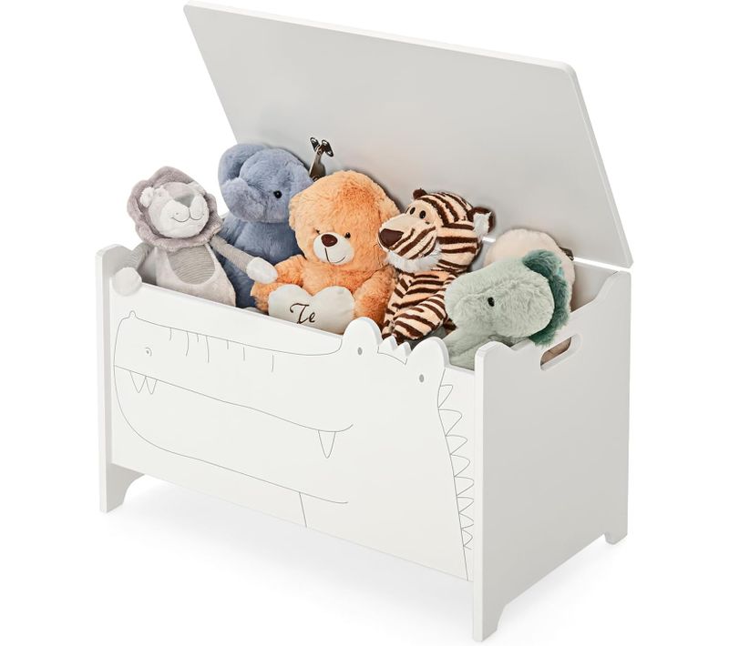 Coffre à Jouets En Bois Avec Couvercle Rabattable,idéal Pour Chambre Enfant,60 X 33 X 37,5 Cm