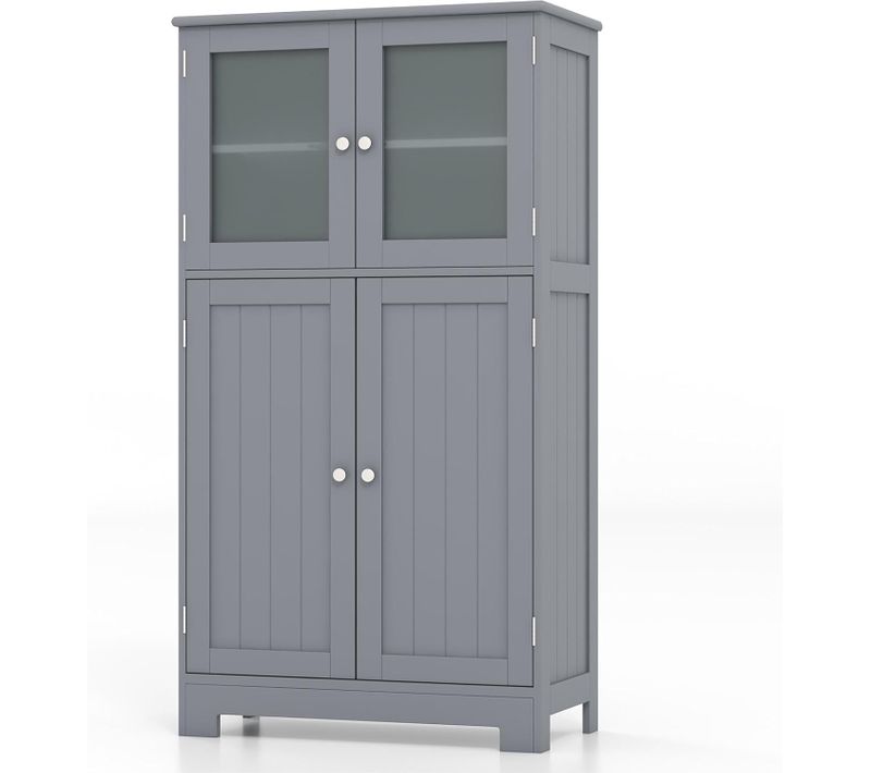Meuble De Salle De Bain Avec 4 Portes ,cuisine, 60 X 30 X 109 Cm, Gris