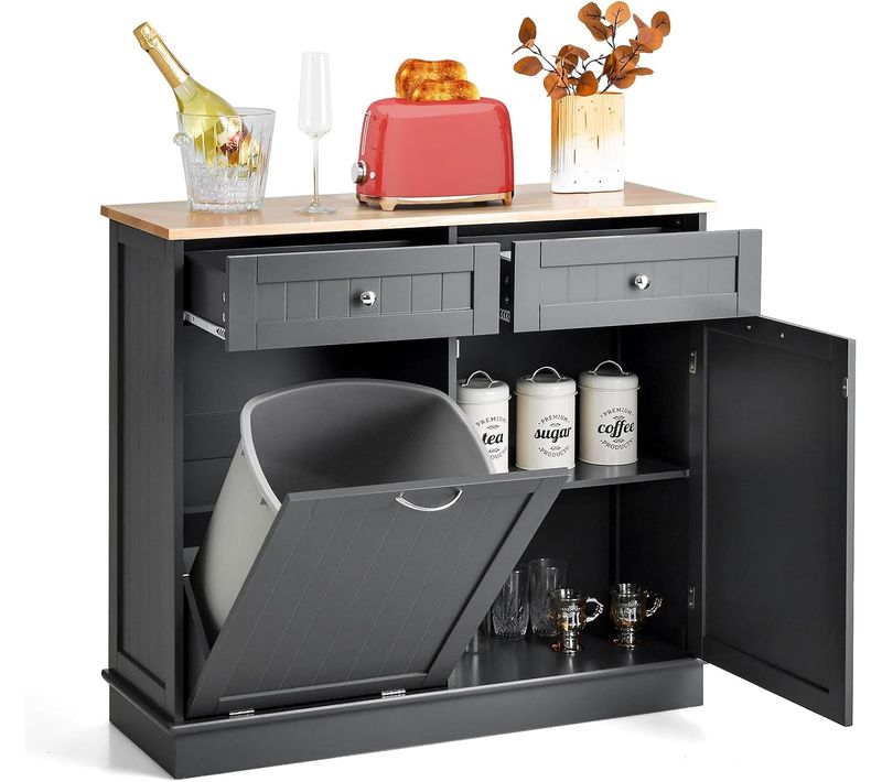 Meuble Salle De Bain Avec 2 Tiroirs Et Placard 42l,  Étagère Réglable, 100 X 35 X 91 Cm (gris)