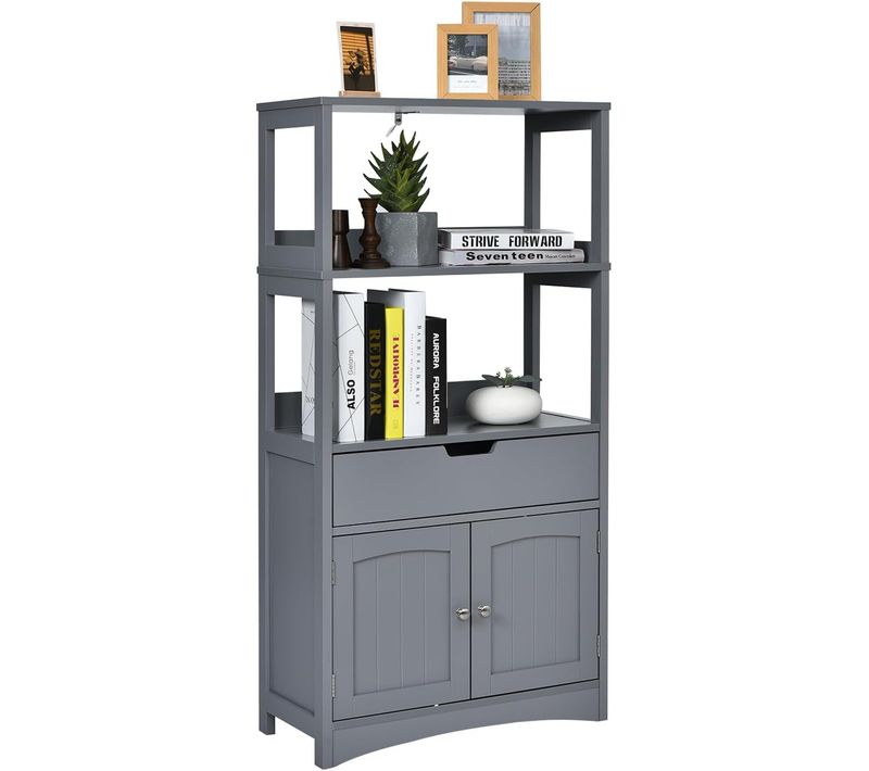 Meuble De Rangement Avec Tiroir Et Etagère, Pour Cuisine, Entrée, Salon, 32,5 X 60 X 122 Cm, Gris