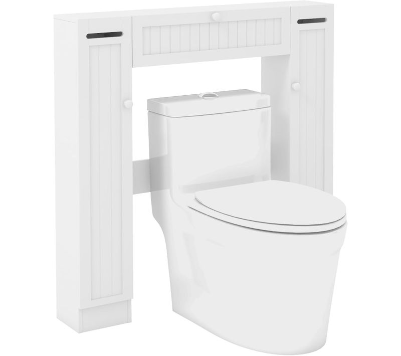 Meuble Wc Au-dessus Des Toilettes, Etagère De Rangement De Salle De Bains, 89 X 19,5 X 99 Cm, Blanc
