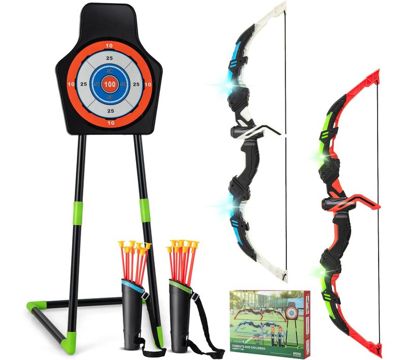 Arc Et Flèche Pour Enfants Avec Lumières LED, Jeu De Tir Intérieur Extérieur Pour Garçons Filles