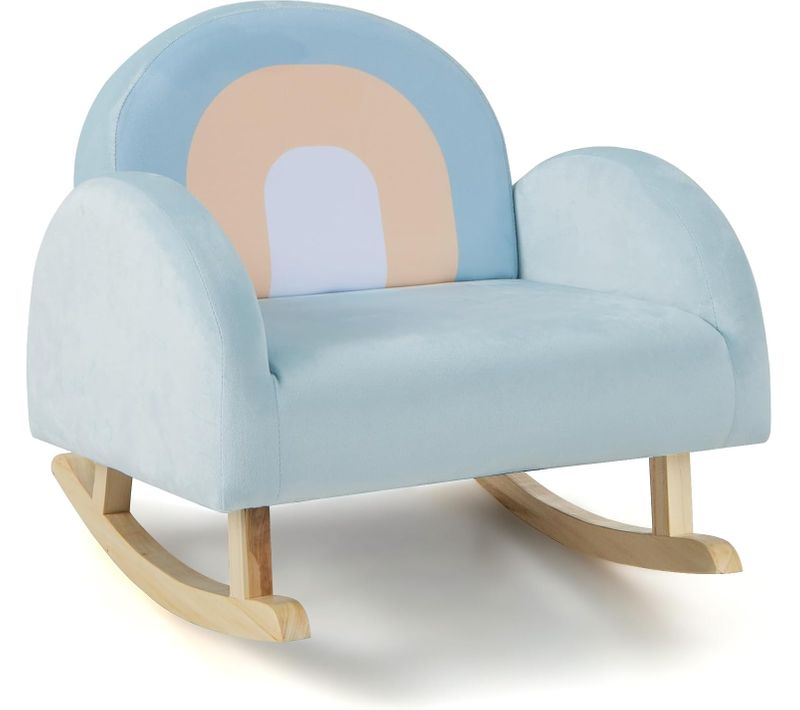 Fauteuil à Bascule Enfant En Peluche Avec Dossier Et Accoudoirs Confortable, Charge 50kg