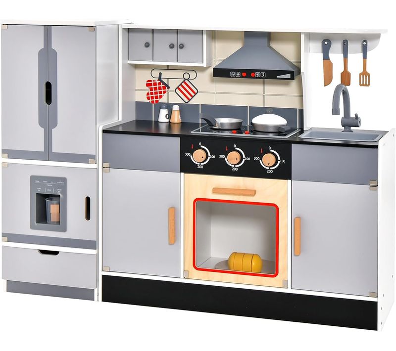 Cuisine Enfants Avec Réfrigérateur Et 12 Accessoires, Lumière Et Son Réaliste, Jouet D’imitation