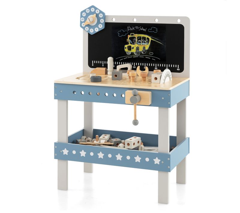 Jouet D'etabli En Bois Pour Enfants Avec 5 Outils Et 56 Accessoires, Jouet Bricolage Enfants