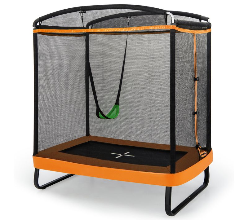 2 En 1 Trampoline Extérieur Enfants Rectangulair (190x122cm) Charge Max 100kg 3 Ans+ (orange)