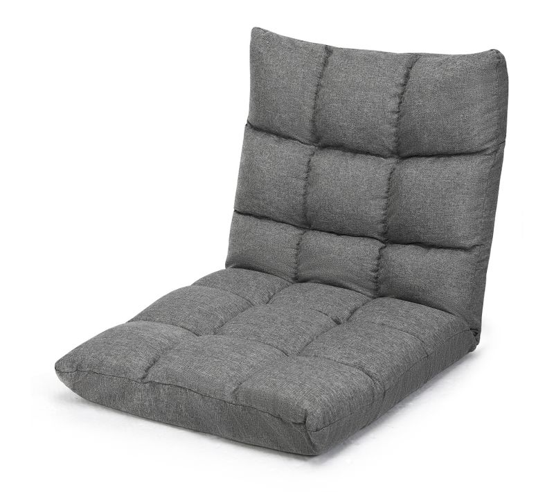 Chaise De Sol Pour Méditation - 14 Positions Réglable Cadre En Acier Robuste Tissu (gris)