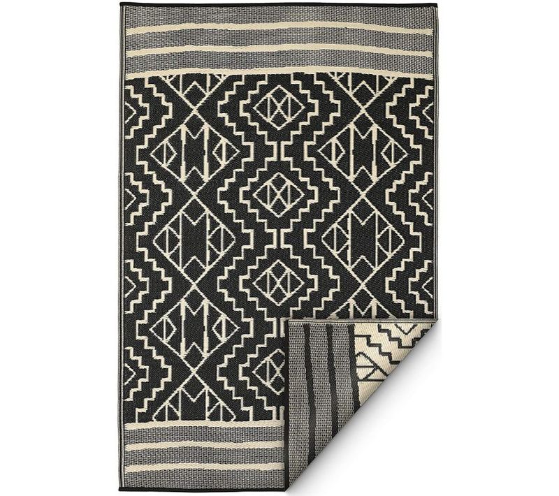 Tapis Extérieur Réversible En Plastique Recyclé Kilimanjaro Noir 120x180 Cm