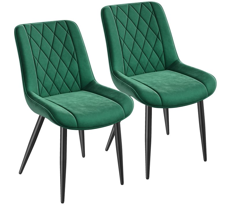 Chaise - Lot De 2 Chaises Salle à Manger,,Pieds Métal, Assise Rembourrée,  50x62x85 Cm