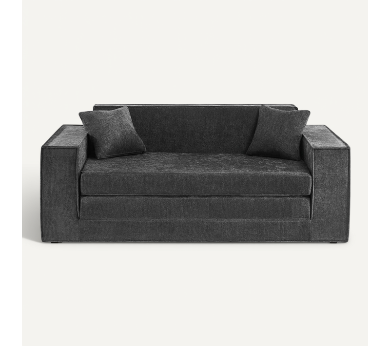 Canapé Convertible 2 Places 3 En 1 – Pliable, Compact Pour Salon Et Chambre, Gris