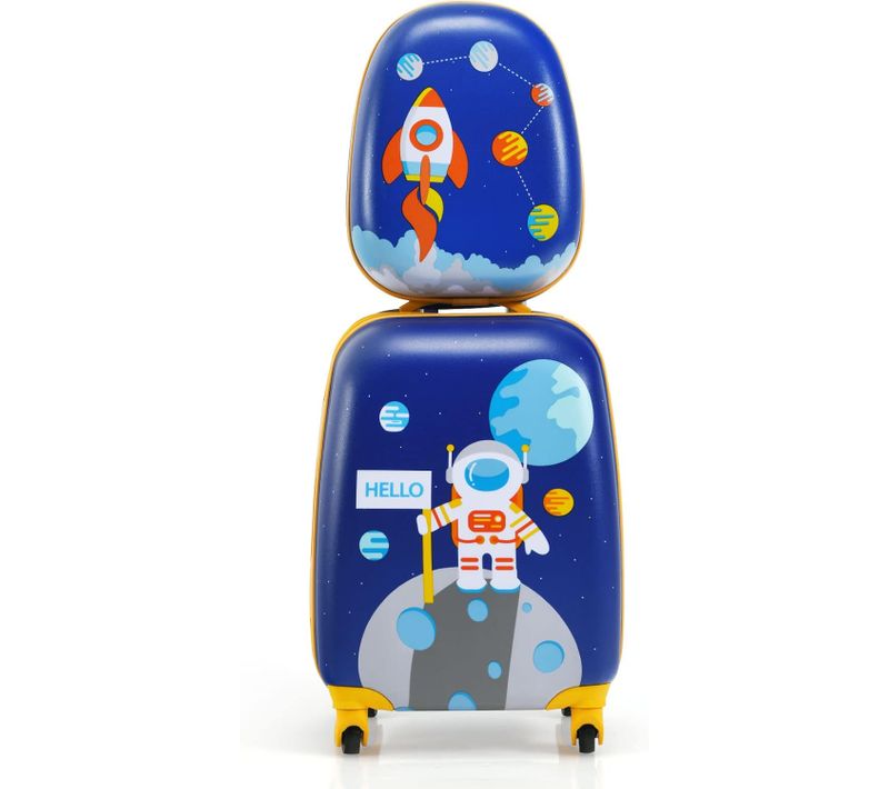 Lot De 2 Bagages Enfants Avec Valise à Coque Rigide Enfant à Roulette 40,6 Cm + Sac à Dos 30,5 Cm
