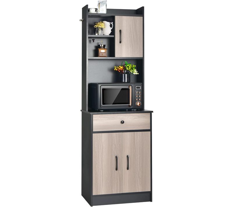 Buffet De Cuisine Meuble Cuisine Rangement Avec 3 Portes Et 1 Niche De Rangement, 60 X 40 X 180 Cm