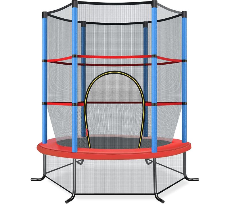 Trampoline De Jardin Pour Enfants Ø165 × 1,60h Cm Avec Filet De Protection,bleu