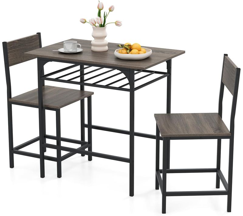 Petite Table De Cuisine 2 Personnes,étagère, Chaises, Pour Coin Petit-déjeuner, Salle à Manger