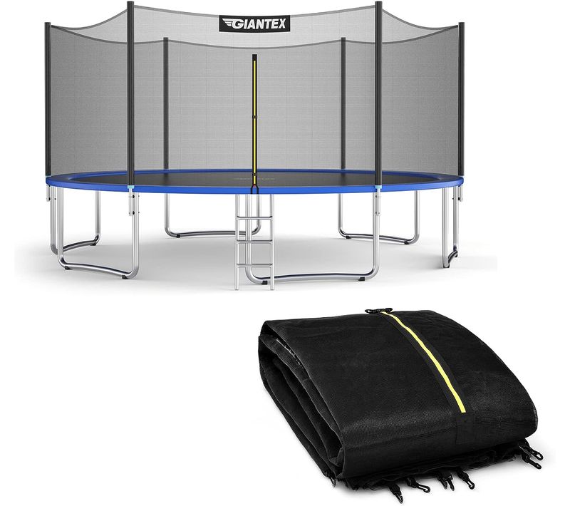 Filet De Sécurité Pour Trampoline 305 Cm Avec 6 Barres Porte à Glissière Intérieur/extérieur