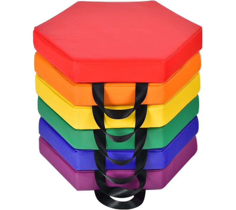 Lot De 6 Coussins De Sol Pour Enfants, Coussins De Chaises Hexagonaux, 38 X 34 X 5 Cm Couleurs