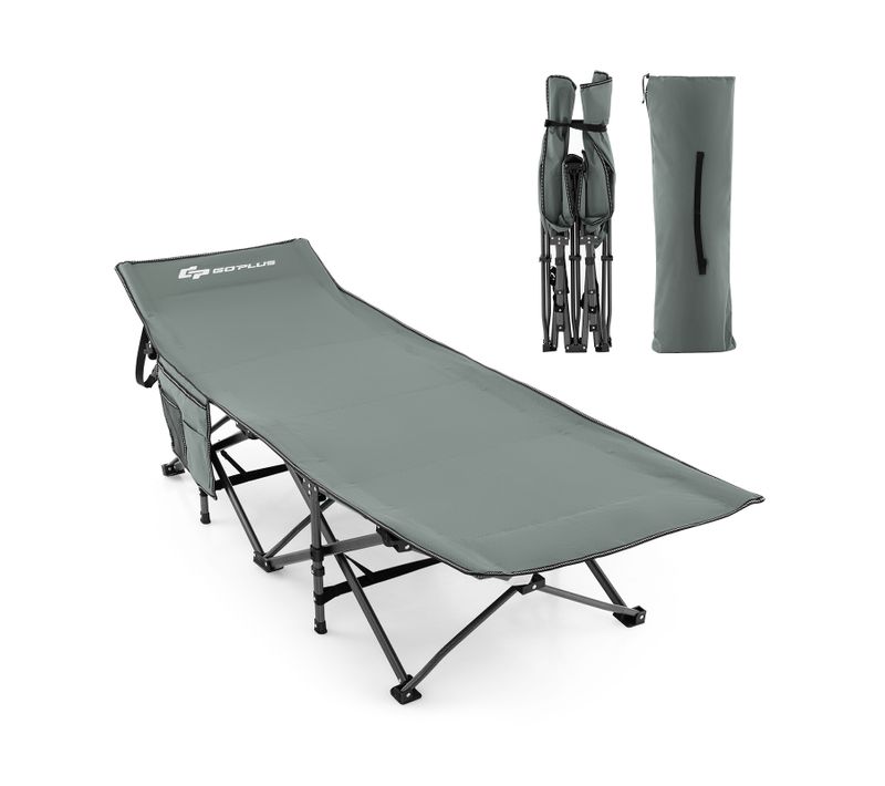 Lit De Camping Pliable, Charge Jusqu'à 400 Kg, Lit De Voyage à Pliage Rapide Gris