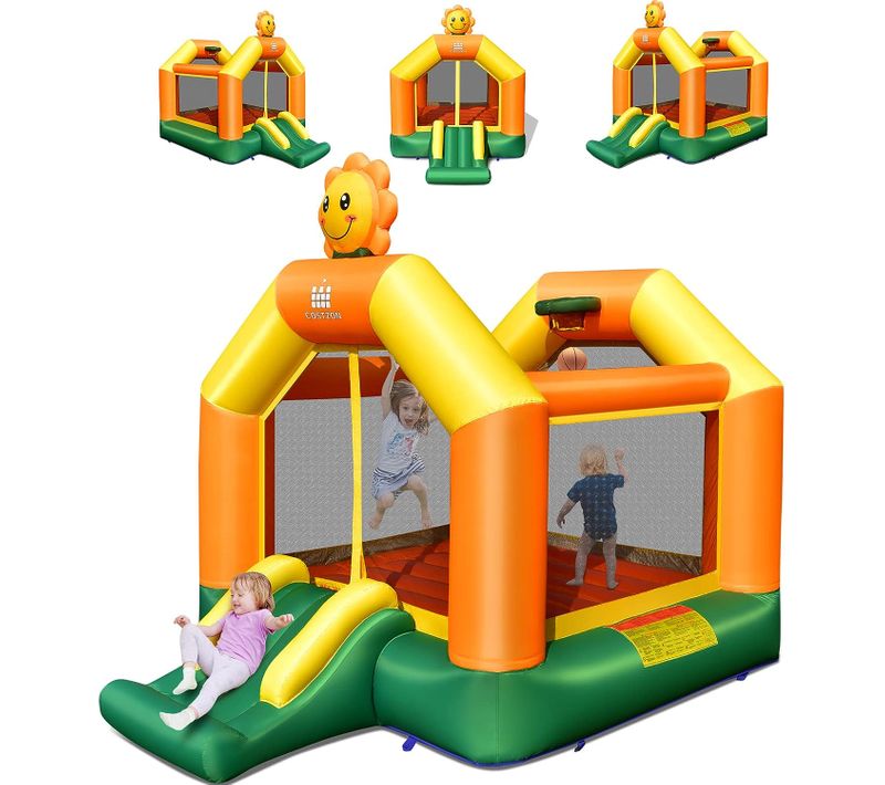 Château Gonflable Pour Enfants Avec Trampoline Toboggan Panier De Basket-ball Sans Gonfleur