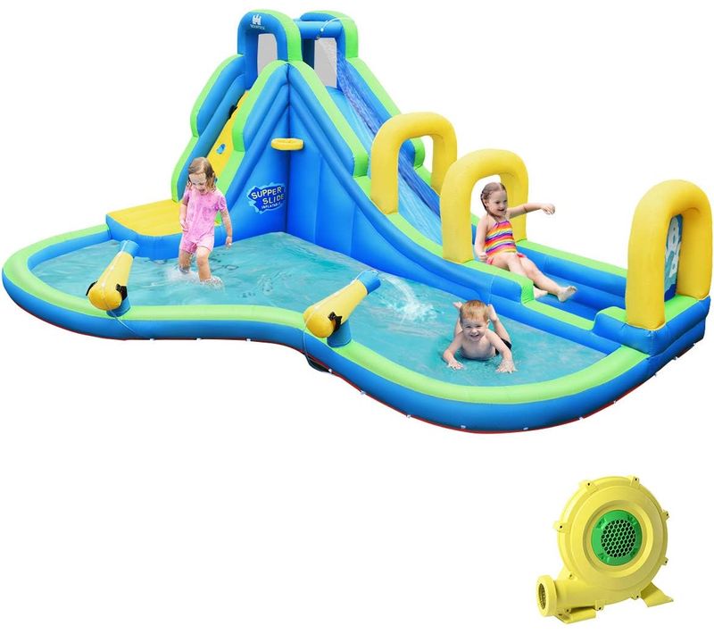 Château Gonflable Avec Toboggan Aquatique/pistolet De L'eau Fait-charge Max.120 Kg (avec Gonfleur)