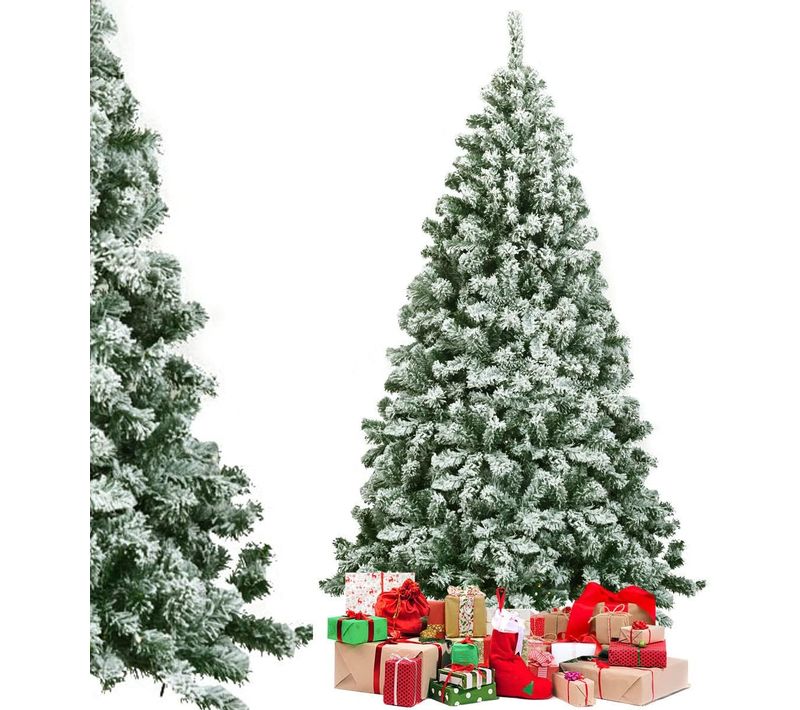 Sapin De Noël Enneigé/arbre De Noël Artificiel 230 Cm Avec 1346 Branches Aiguilles En Pvc, Support