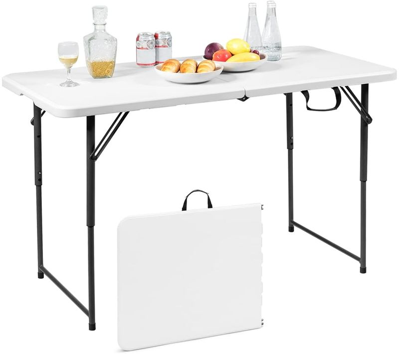 Table Pliante, Table De Pique-nique Avec 3 Hauteurs Réglables, Table De Salle à Manger Portable