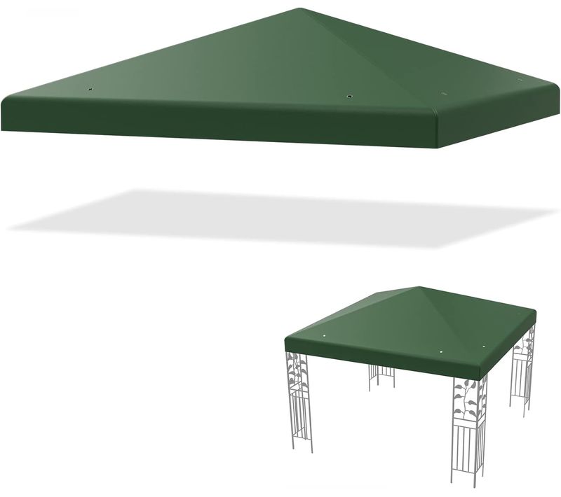 Toile De Toit De Rechange En Polyester Pour Pavillon Tonnelle Tente 300 X 300 Cm(vert Foncé)
