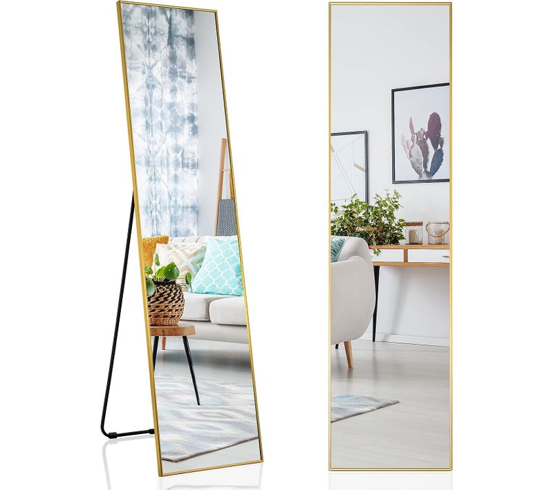 Miroir Sur Pied Rectangulaire-miroir Mural, 40 X 60 Cm, Miroir En Pleine Longueur  Or