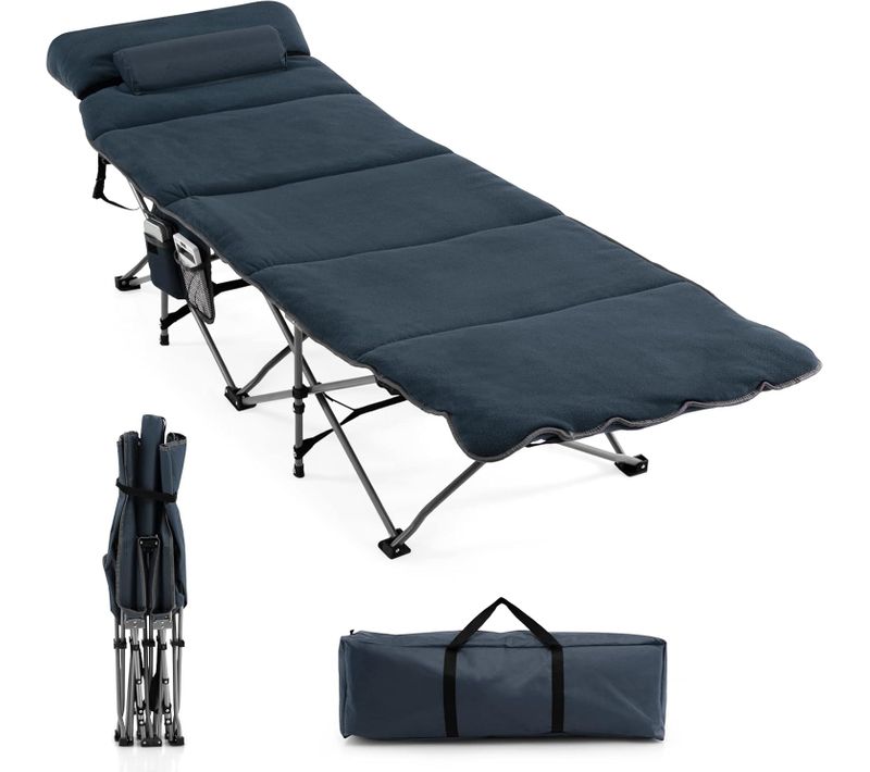 Lit De Camping Pliant De Voyage, Charge Max 150 Kg, Lit De Plage  190 X 67 Cm (bleu)