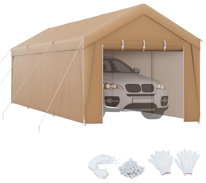 Abri/tente Garage Pour Voiture 290 X 490 Cm, Tente De Stockage En Acier, Grand Auvent