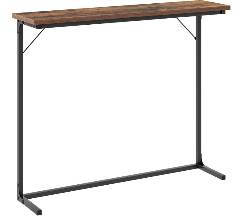 Table Console,tables D'entrée,bout De Canapé Fin Pour Salon, 24 X 100 X 80 Cm, Brun Rustique Et Noir