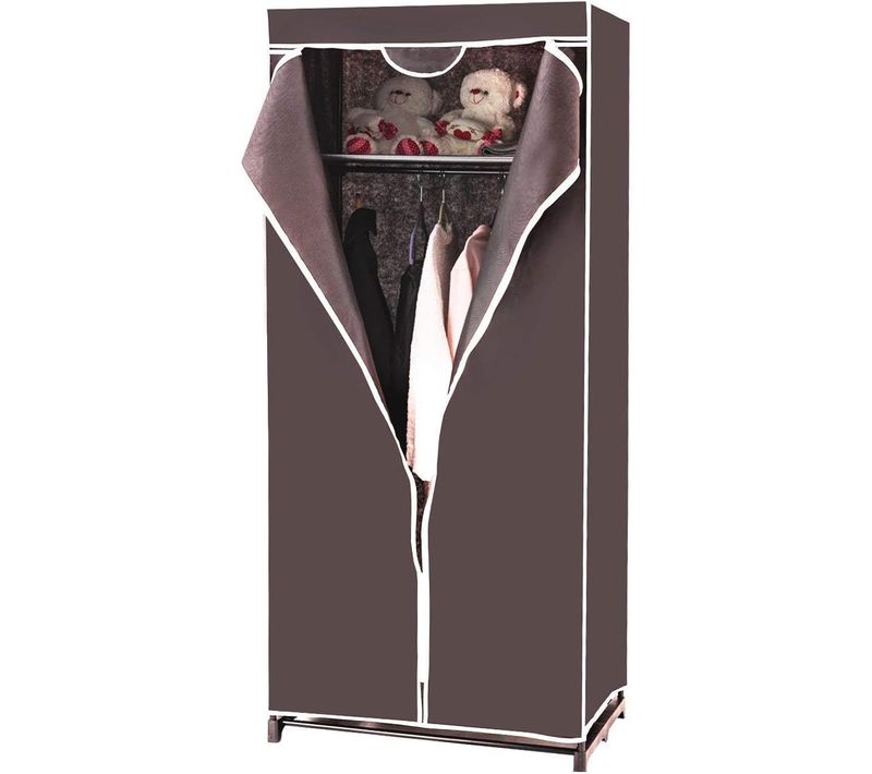 Armoire De Rangement Penderie En Tissu 1 Etagère Portable 75x50x170cm Brun