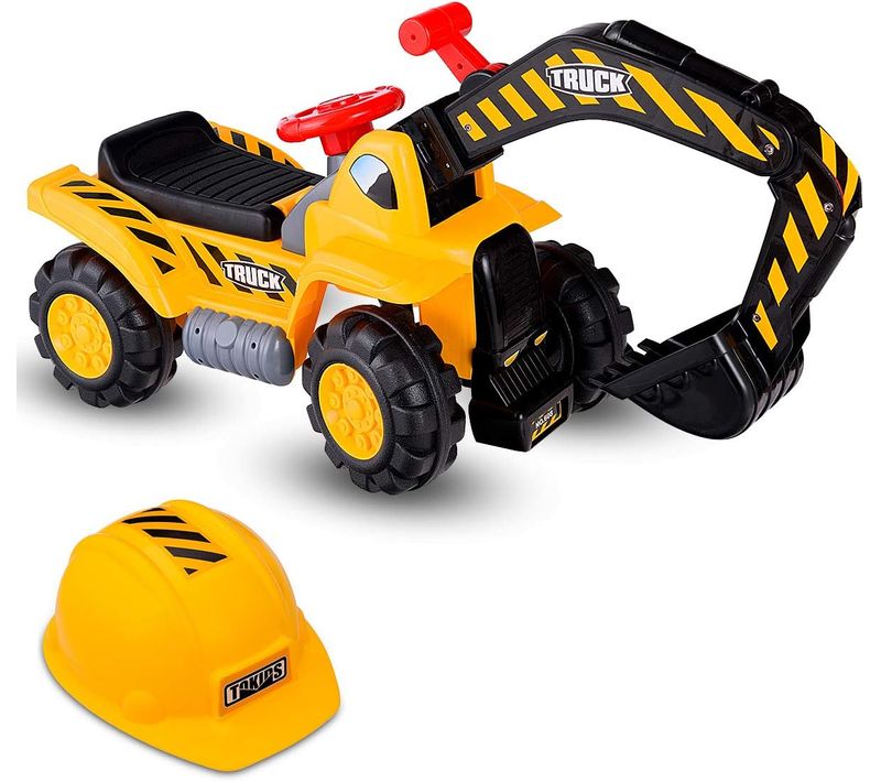 Excavatrice Tracteur Jouet Pour Enfant Porteur De Quatre Pneus Vocal Avec Casque De Sécurité