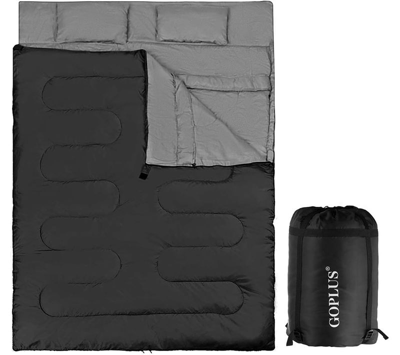 Sac De Couchage Pour 2 Personnes Avec 2 Oreillers Résistant Au Vent Et Imperméable Idéal