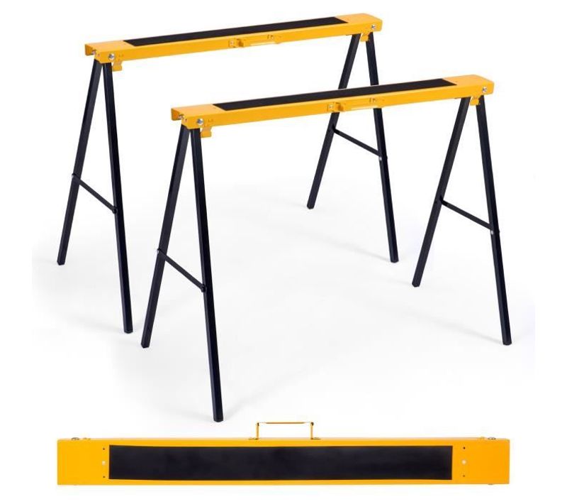 2 X Tréteau Pliable Portable Sciage Chevalets Support Stands Métallique 250kg