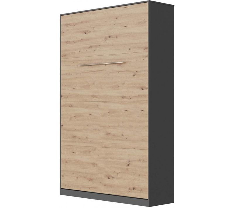 Lit Escamotable +2 Placards V 120x200+(50x2)cm Standard Anthracite/chêne Sauvage