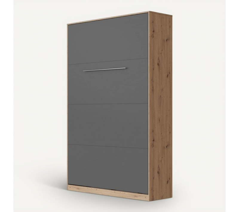 Lit Escamotable +2 Placards V 120x200+(50x2)cm Standard Chêne Sauvage/anthracite