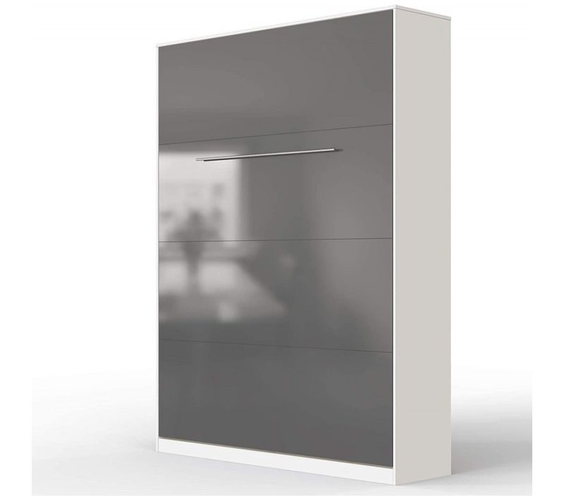 Lit Escamotable +2 Placards V 140x200+(80x2)cm Standard Blanc/anthracite Brillant