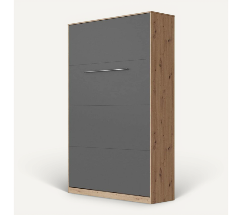 Lit Escamotable +2 Placards V 120x200+(100x2)cm Standard Chêne Sauvage/anthracite