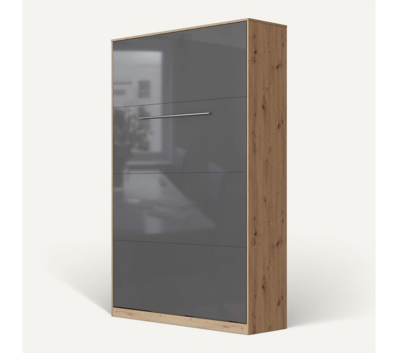 Lit Escamotable +2 Placards V 120x200+(100x2)cm Standard Chêne Sauvage/anthracite Brillant