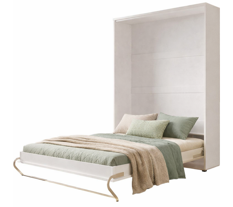 Lenart Armoire Lit Escamotable Vertical 90x200 Cm Blanc Mat Lit Rabattable Lit Mural Consus Pro