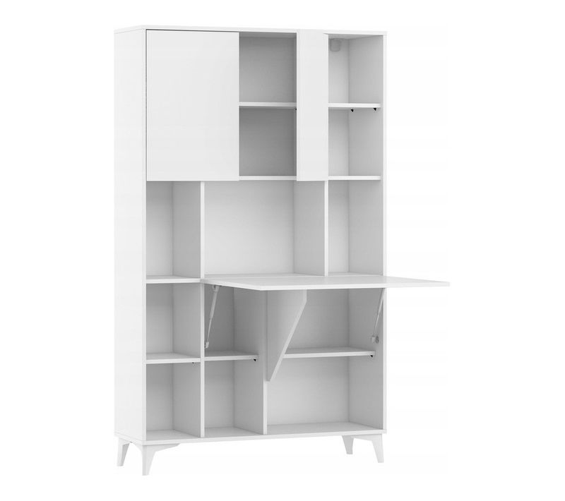 Armoire Placard Convertible En Bureau Et Table Home Office 175x105x34cm « Meggie 2-blanc Mat»