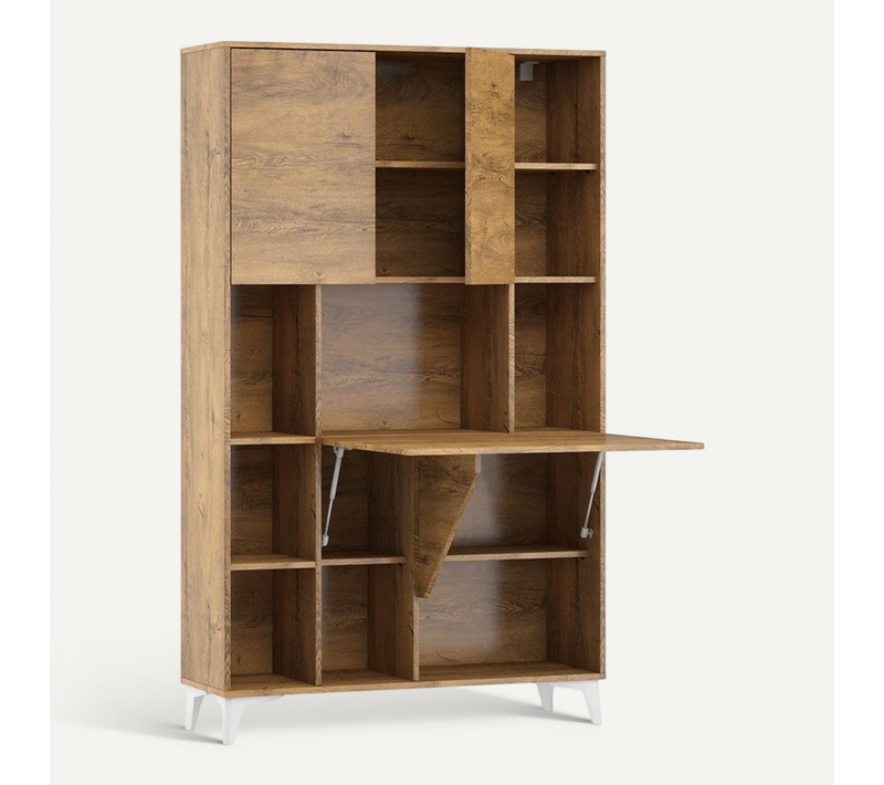 Armoire Placard Convertible En Bureau Et Table Home Office 175x105x34cm « Meggie 2-chêne Foncé»
