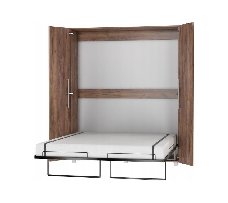 Armoire Lit Escamotable V 160x200 Cm Couleur Tabac Foncé Avec Porte Lit Rabattable Lit Mural Todor