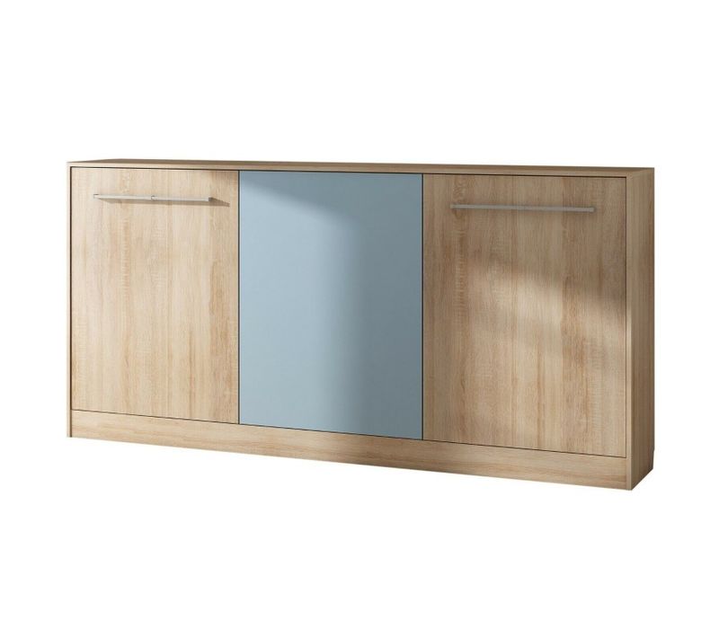 Armoire Lit Escamotable Horizontal 90x200 Cm Sonoma Bleu Lit Rabattable Lit Mural Roddy