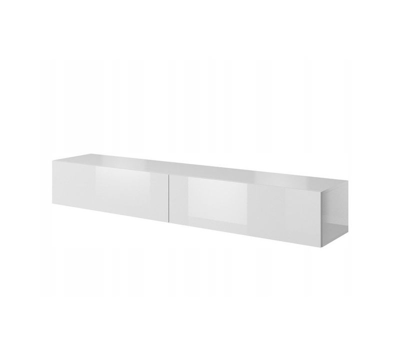 Meuble TV Blanc Brillant 200x30x40 Cm Slika à Suspendre Meuble Hi-fi Luxueux Sideboeard Commode